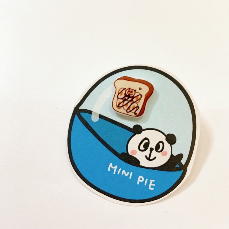 mini熊棉花糖吐司耳环(单耳贩售)(可改耳夹式) - 耳环/耳夹 - 塑料 