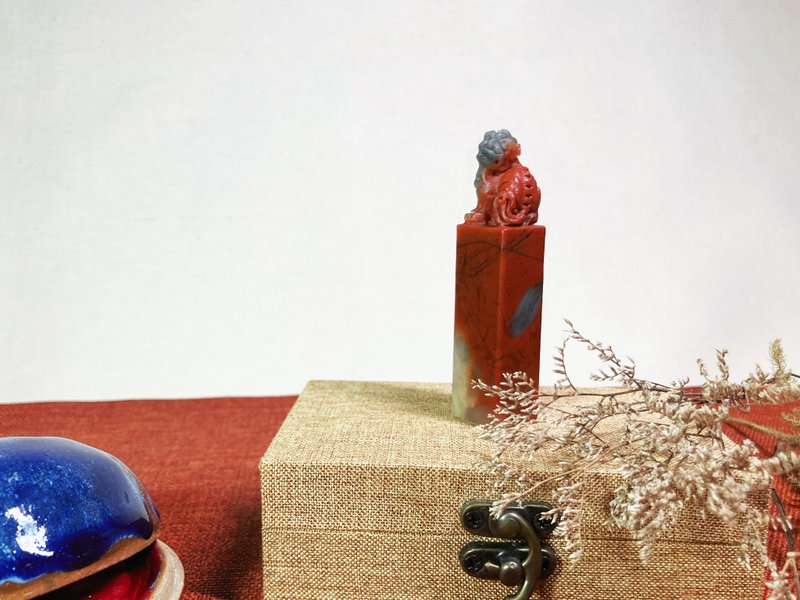 手工刻印定制单章 • 姓名方章 • 三彩老挝石印章 - 印章/印台 - 石头 多色