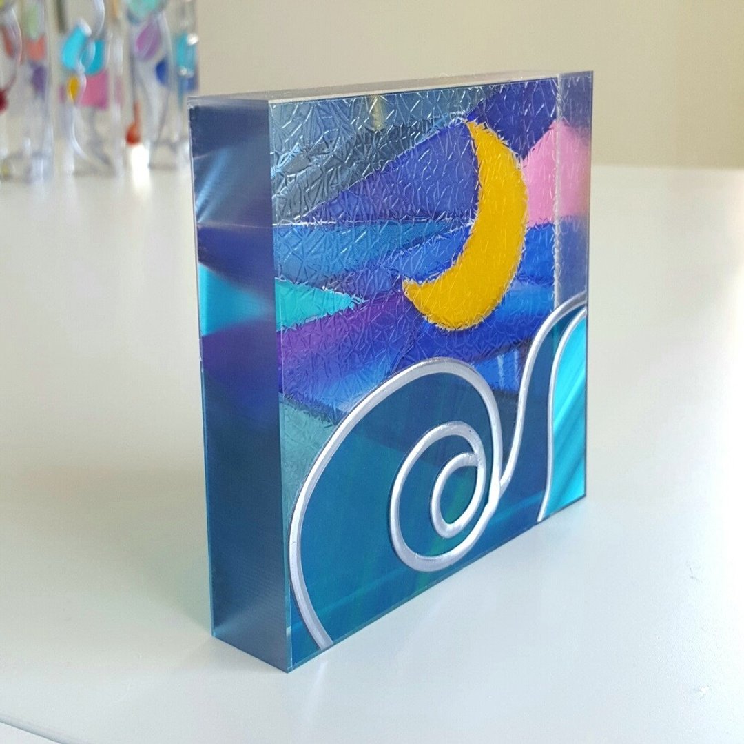 Healing art made with glass art 　Tinker Bell Moon night2 - 摆饰 - 压克力 多色