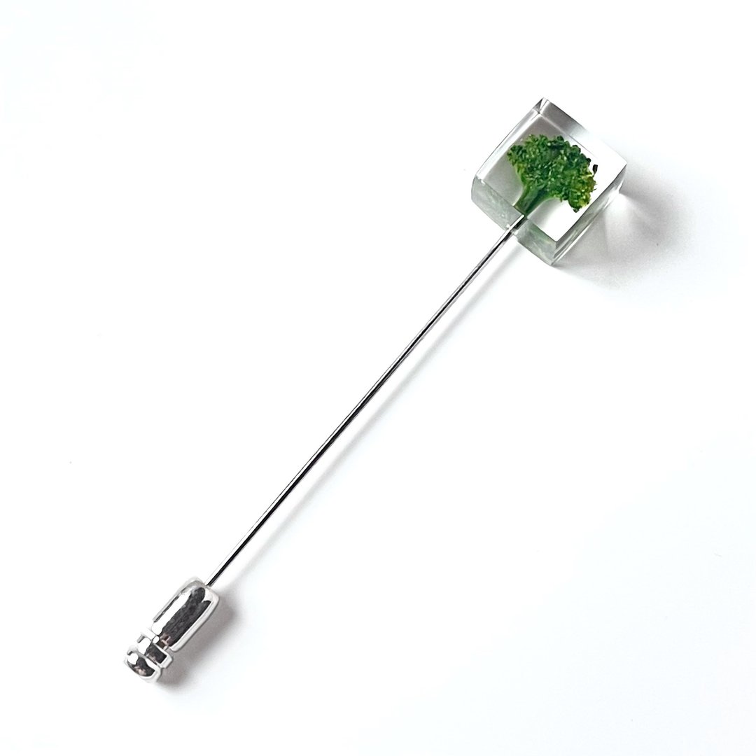 Brooch Broccoli Silver Vegetable/Resin/Japan Design - 胸针 - 树脂 绿色