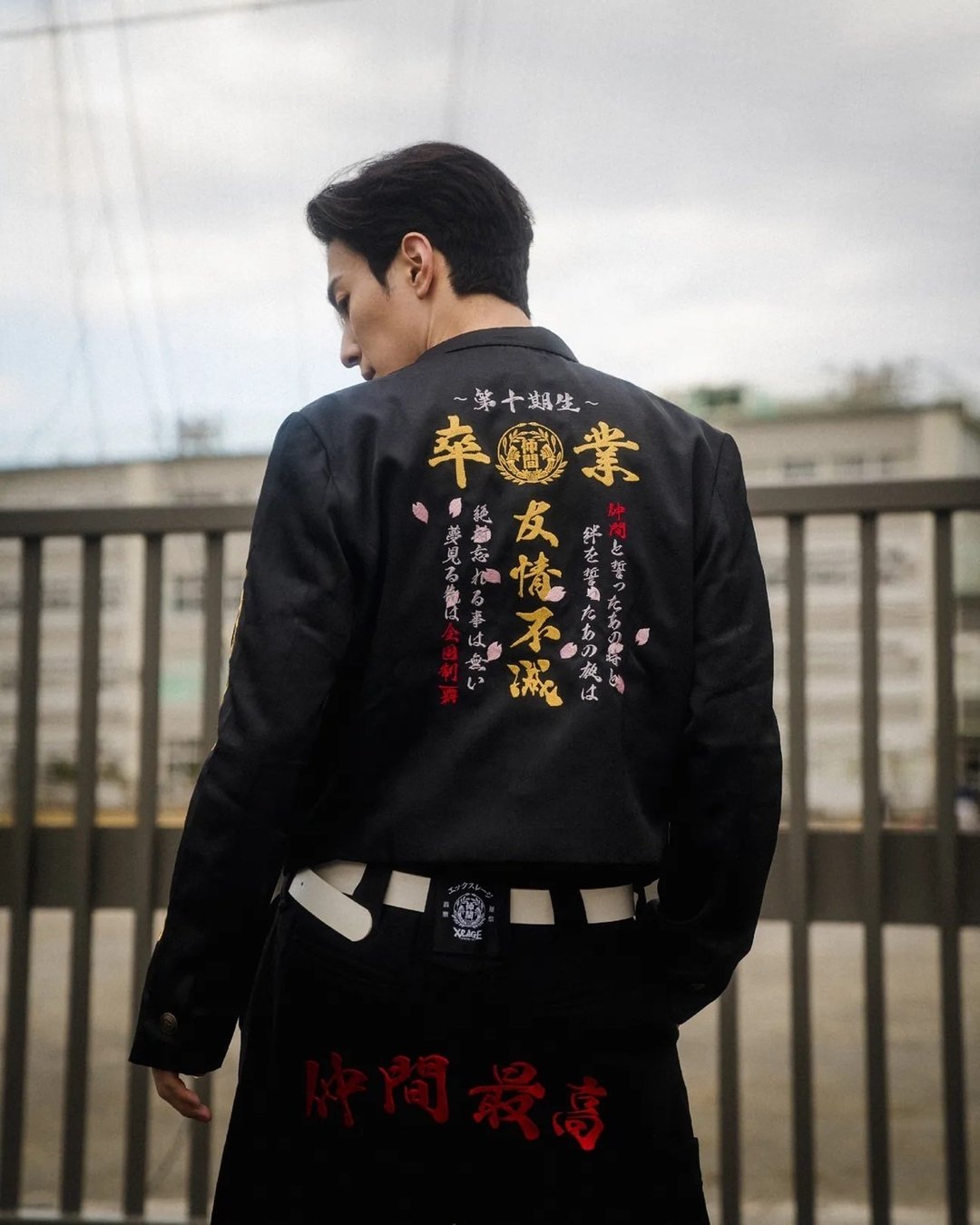 【10周年】卒业 刺绣特攻学生外套 - 男装外套 - 棉 黑色