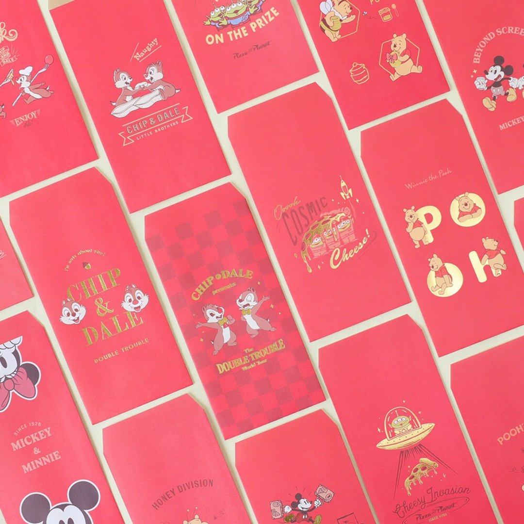 迪士尼红包袋5入组 附贴纸 S5 Series-Disney 小熊维尼 奇奇蒂蒂 - 红包/春联 - 纸 多色