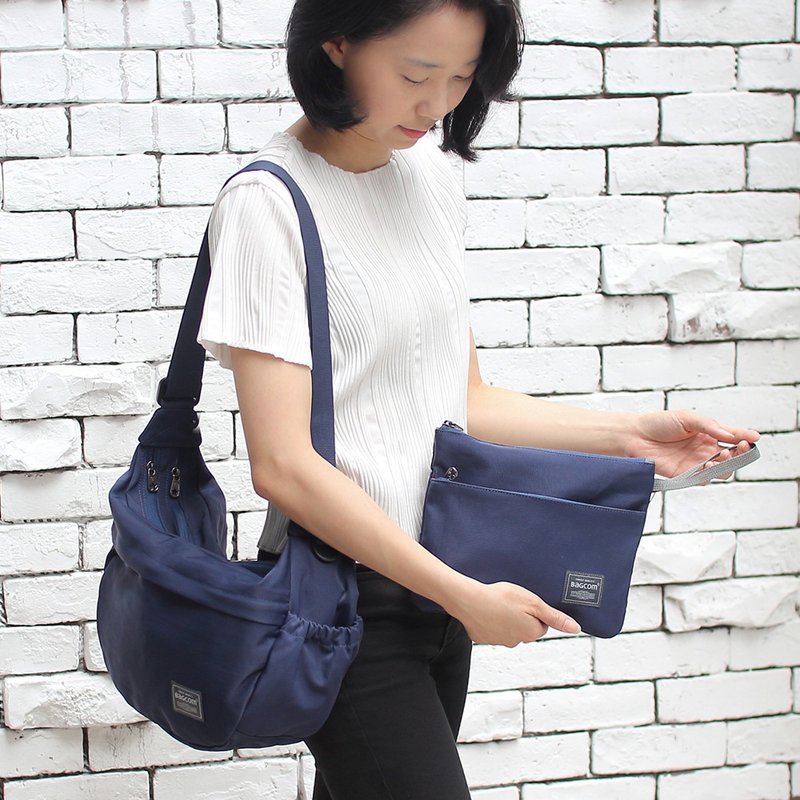 柔喜双层斜肩包(抗水)-蓝色_100423 - 侧背包/斜挎包 - 聚酯纤维 蓝色