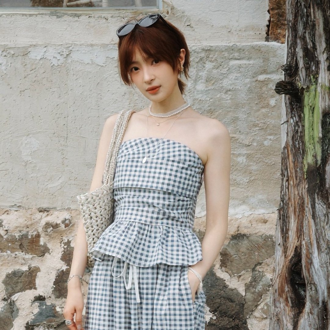 褶皱抹胸小衫灯笼裤套装 | 上衣 | 裤子 | 两色 | 夏款|Sora-2116 - 女装背心 - 棉 多色