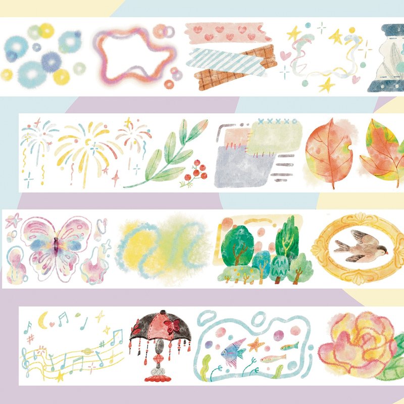 【膠帶】異想世界 和紙膠帶 手帳隨心配 10米卷 - 纸胶带 - 纸 多色