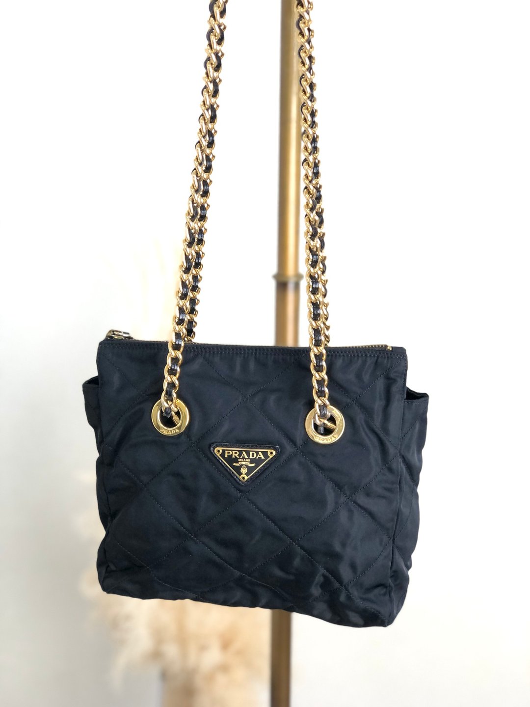 【日本直送，名牌包装】PRADA 绗缝单肩包黑三角Logo 尼龙链肩 kp64mx - 侧背包/斜挎包 - 尼龙 黑色