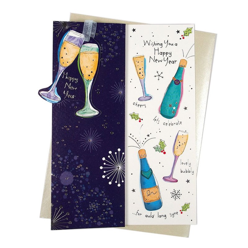 干杯庆祝美好的新年 耶诞卡片【Ling Design-卡片 New Year系列】 - 卡片/明信片 - 纸 多色