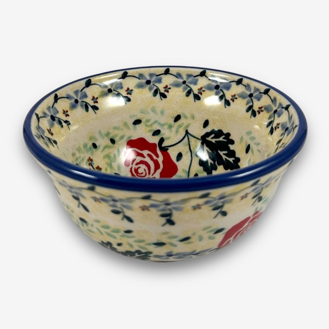 波兰手绘手工陶-饭碗 11.5cm 蔷薇花束系列 设计师款 - 碗 - 陶 绿色