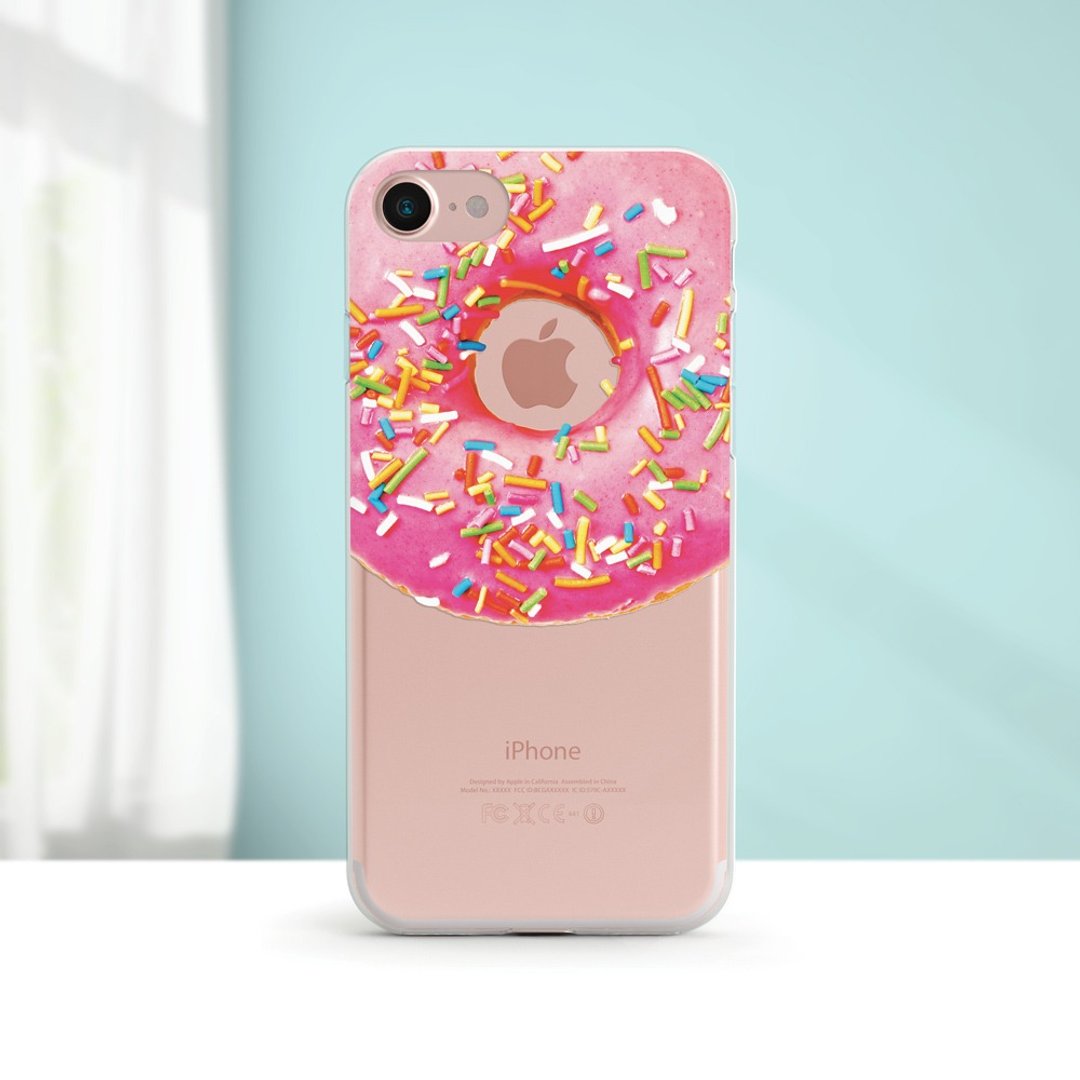 甜甜圈- 防摔透明软壳-  iPhone 14 pro, 13至iPhoneSE3, Samsung - 手机壳/手机套 - 塑料 粉红色