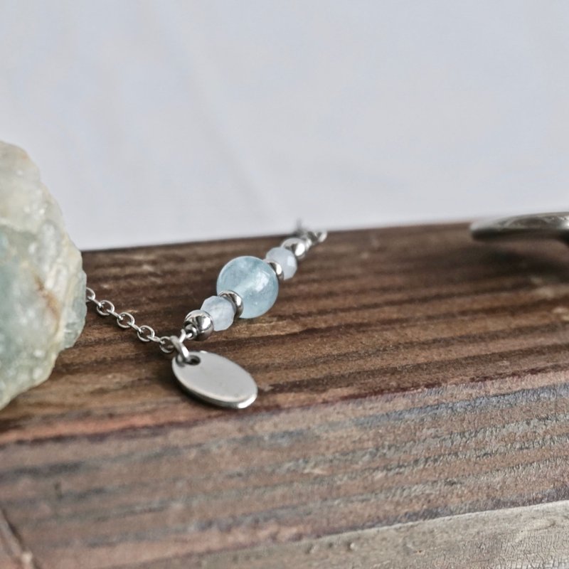 海蓝宝Aquamarine 316L医疗钢项链 | 海蓝宝项链 NE-00011 - 项链 - 半宝石 蓝色