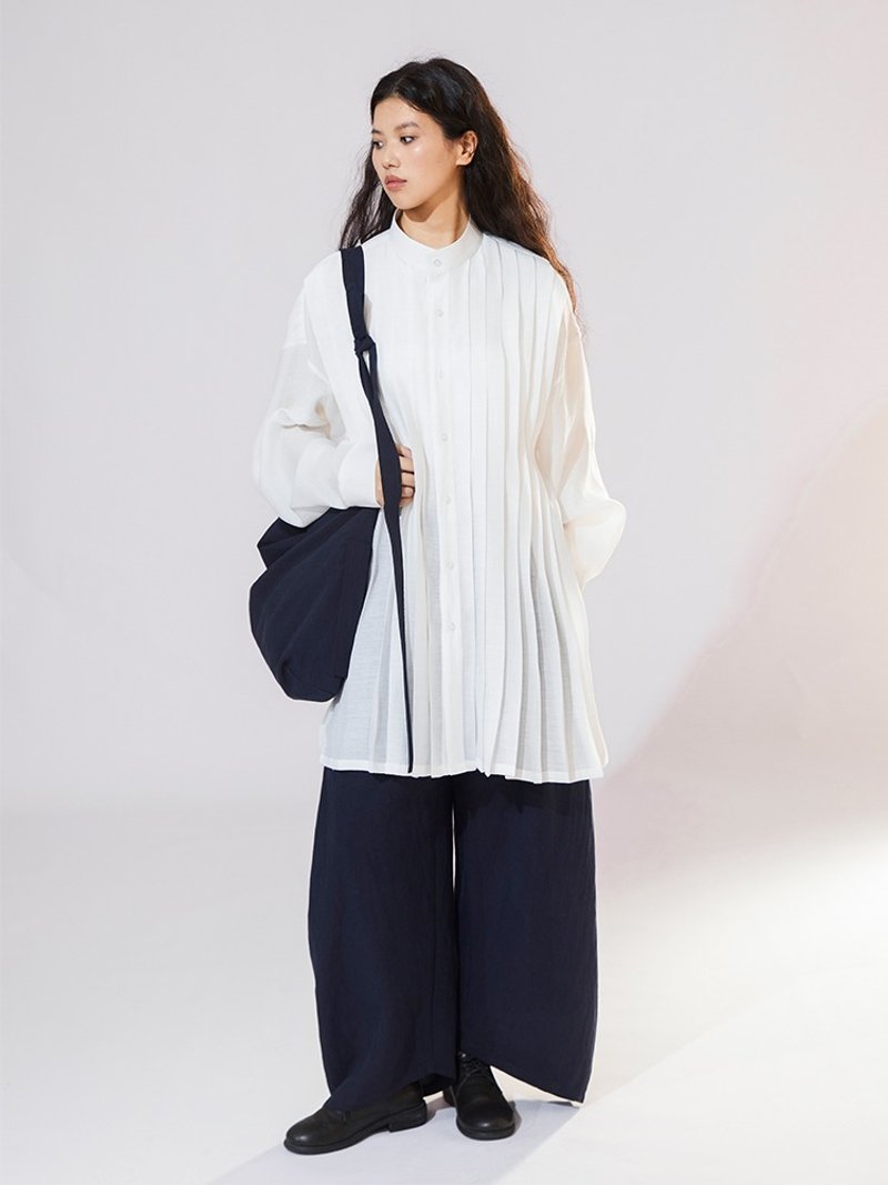 藏蓝麻料绑带包男女高级感小众单肩包 - 侧背包/斜挎包 - 其他材质 蓝色