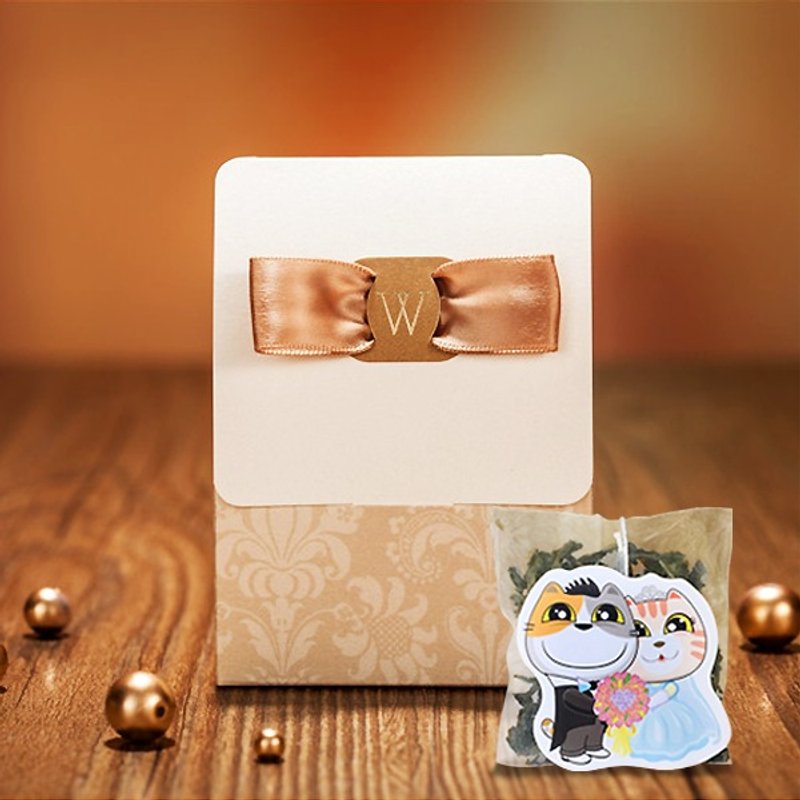 低调奢华 婚礼小物・猫痴茶定制化手工婚礼茶包礼盒 猫咪造型创意茶包 (50份起订 ) - 茶 - 新鲜食材 金色