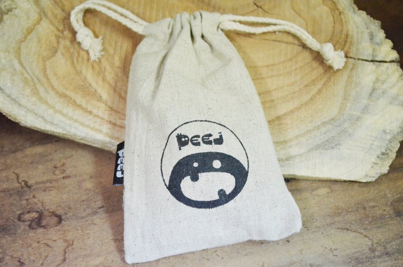 调皮小鬼的大头·棉麻 束口袋/收纳袋/ - 化妆包/杂物包 - 棉．麻 金色