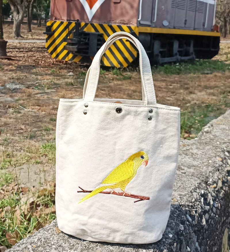 和尚鹦鹉   刺绣 小提袋  胚布袋 手提袋 - 手提包/手提袋 - 棉．麻 