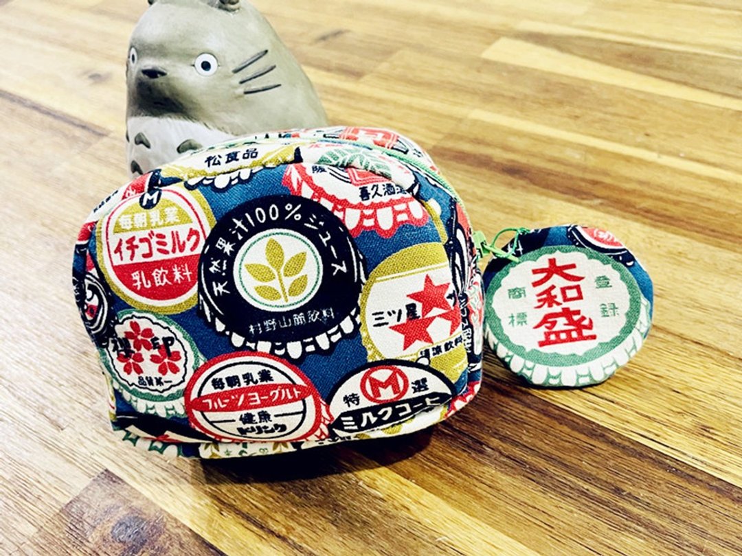 日光小巷-手创日式复古大和盛图案立体收纳包/万用包/零钱包-可订 - 化妆包/杂物包 - 棉 
