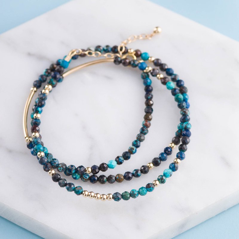 凤凰石14K包金多圈手链 | 极细系列 | 不褪色天然石水晶手链14KGF - 手链/手环 - 水晶 绿色