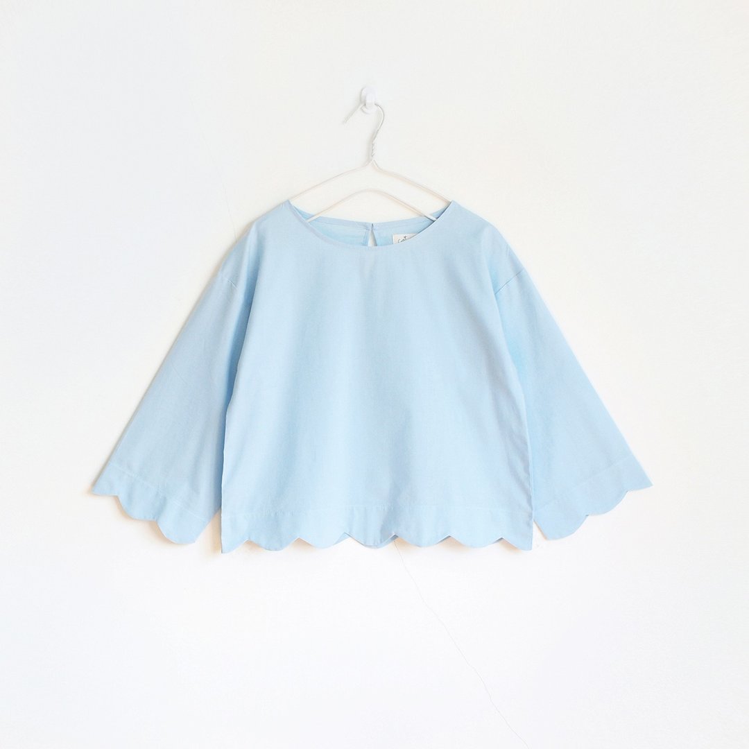 scallop blouse : blue - 背带裤/连体裤 - 棉 蓝色
