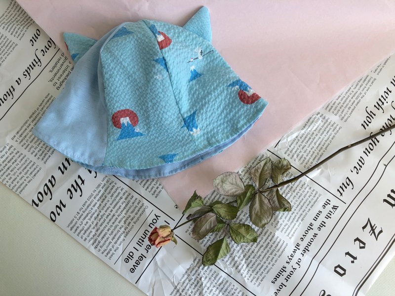 渔夫帽 富士山猫耳朵 婴儿 幼童 儿童 帽 - 帽子 - 棉．麻 蓝色