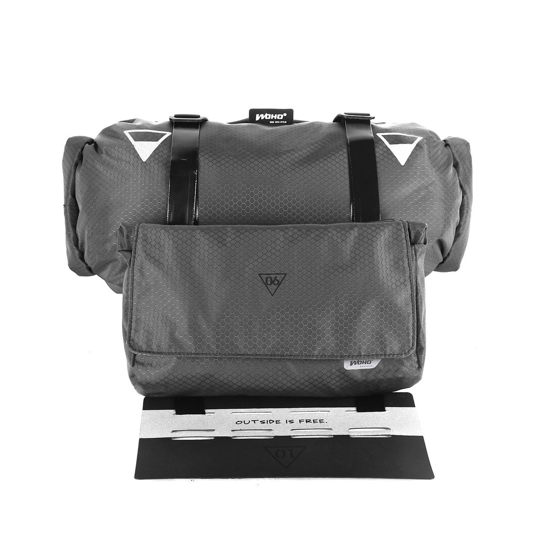 Xtouring Handlebar Dry Bag with Add on pack 轻量单车旅行环岛包 - 防水龙头包套装 深灰蜂巢格 重量仅 341g - 自行车/周边 - 防水材质 灰色