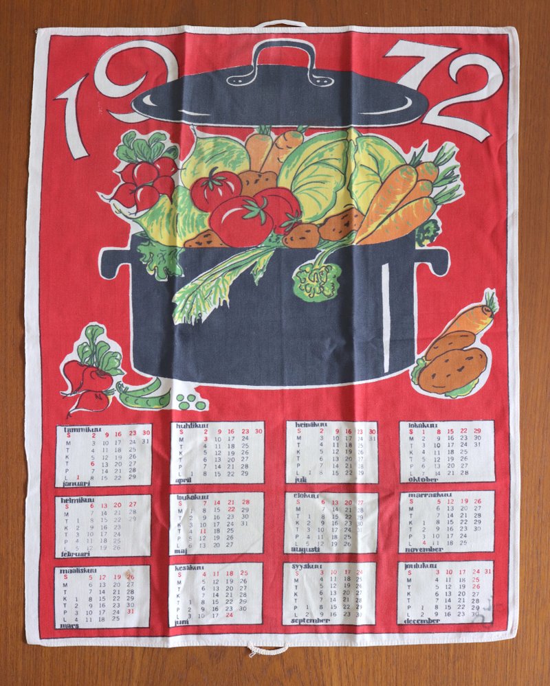 芬兰复古厨房大锅1972年历厨布 - 厨房用具 - 棉．麻 红色