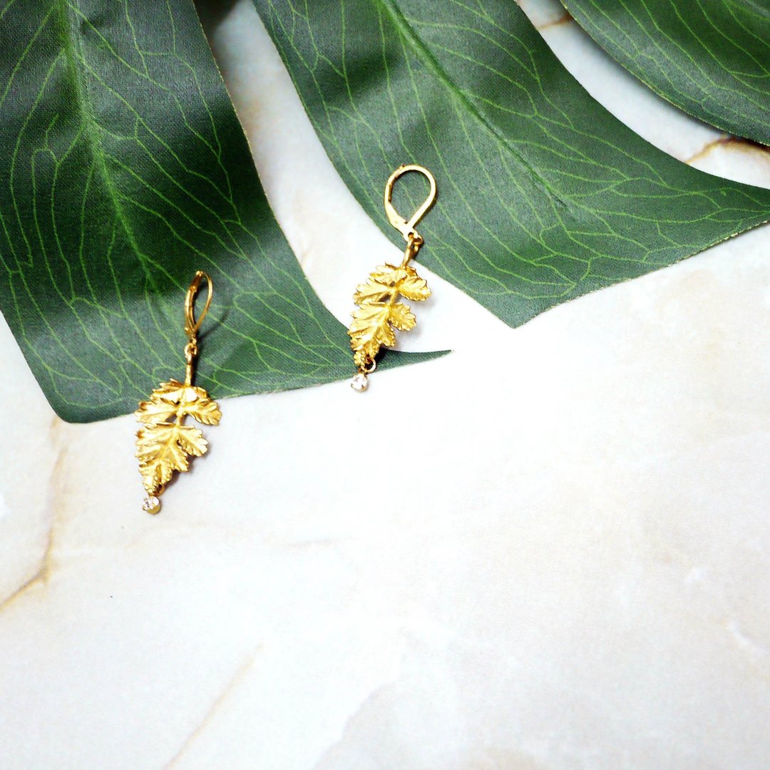 【福利品】秋风落叶黄铜复古 耳饰 - 耳环/耳夹 - 其他金属 金色