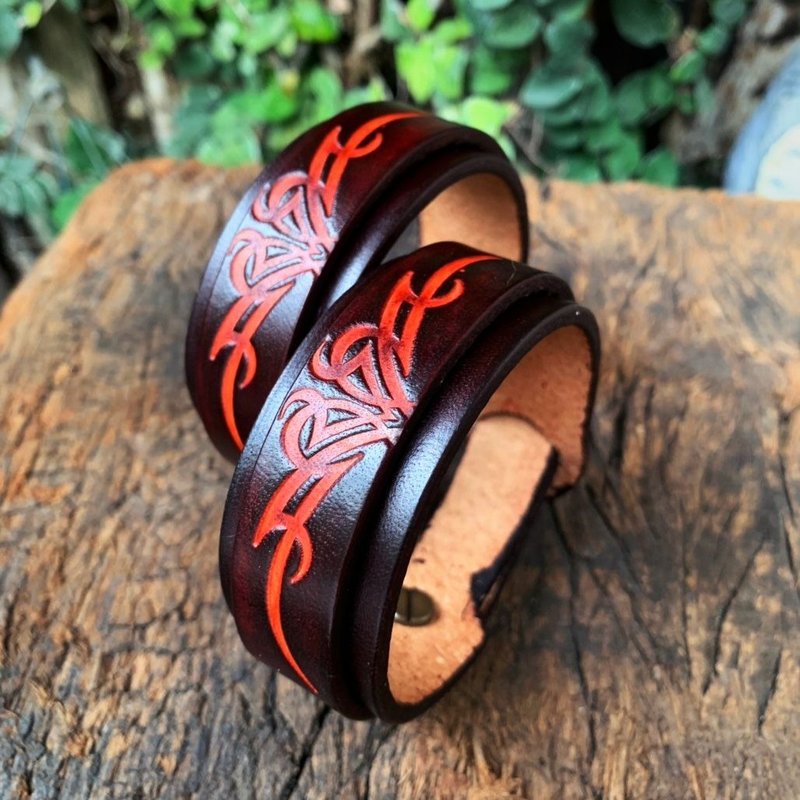 爱的印记-情侣对环-皮革手环-免费刻字 情人节礼物 纪念礼物 - 手链/手环 - 真皮 咖啡色