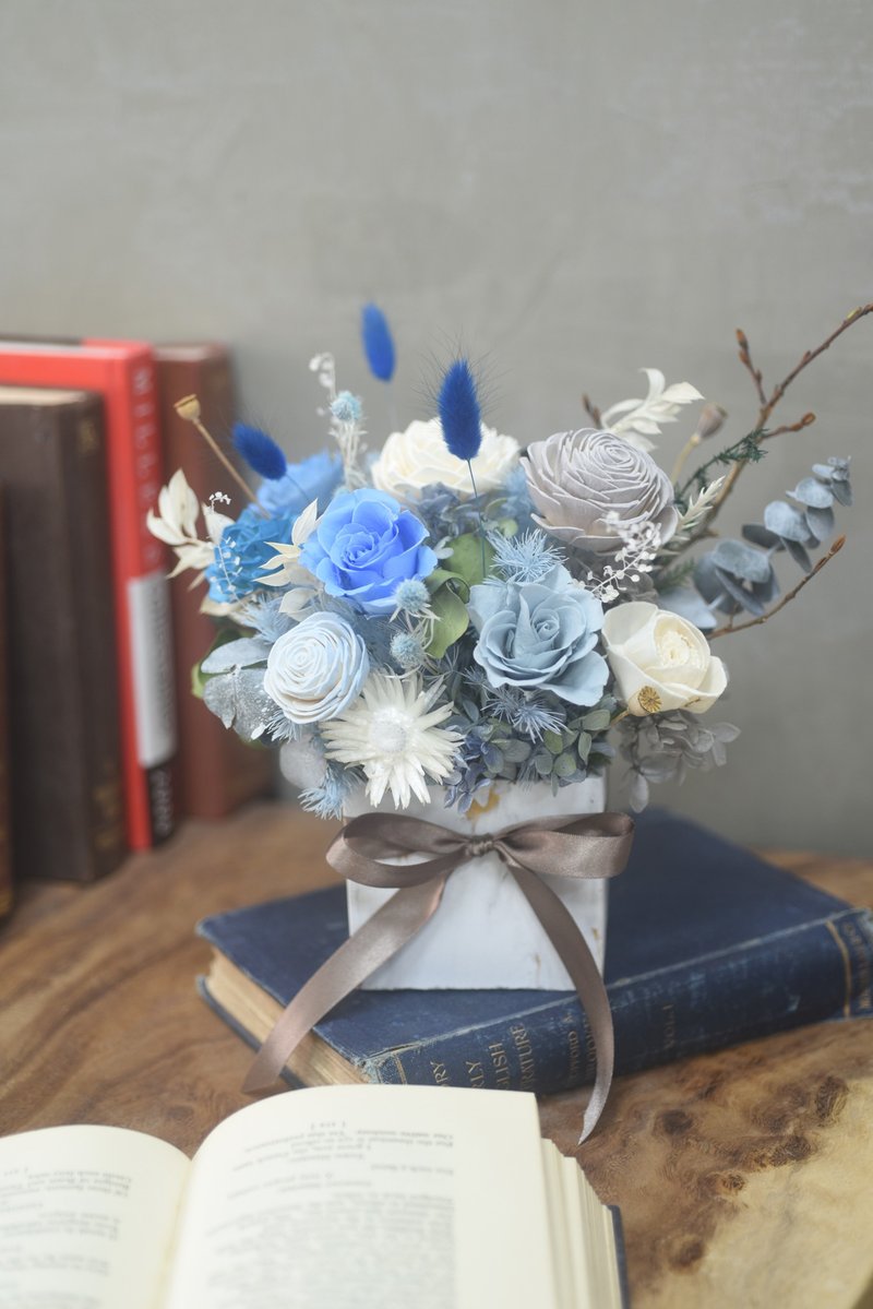 永生花开幕花礼 干燥盆花  开幕盆栽 祝贺盆花 迷雾蓝 - 干燥花/捧花 - 植物．花 蓝色