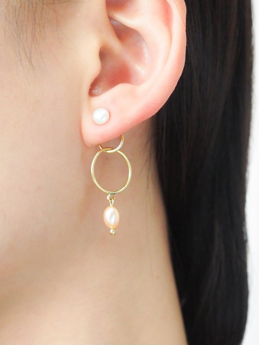 少年 - 环绕耳环 - Teenage earrings (surround) - 耳环/耳夹 - 珍珠 金色
