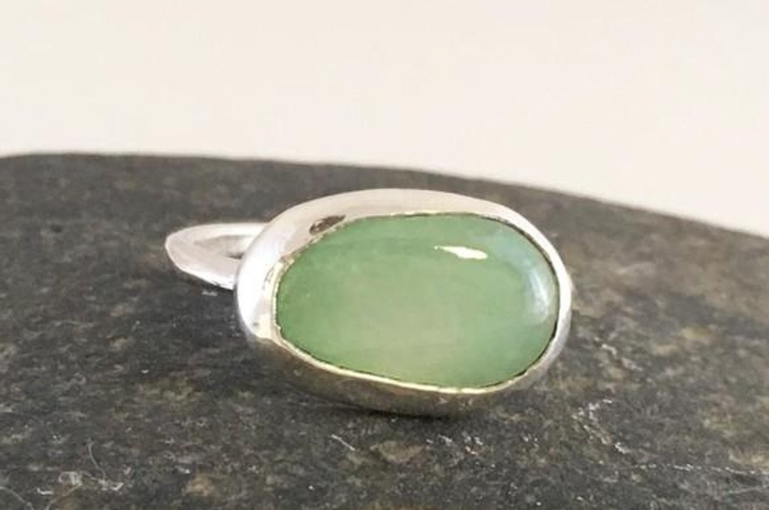 Burmese natural jade SV ring No. 11 - 戒指 - 宝石 