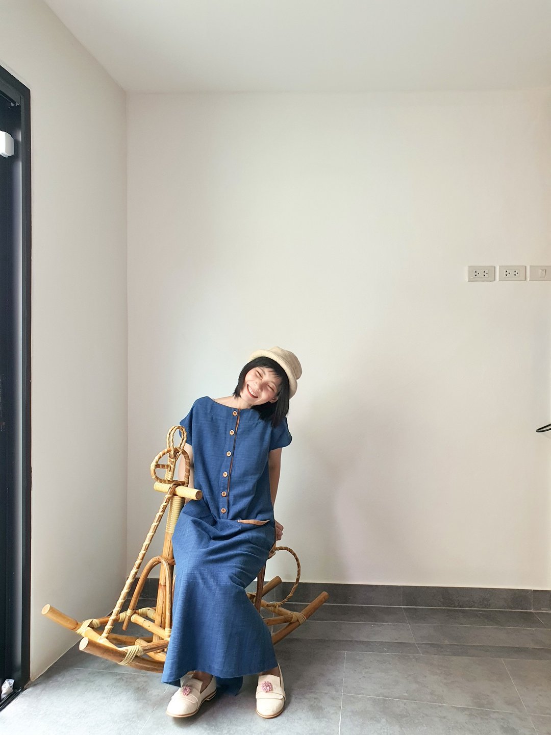 【กล่องของขวัญ】【โปร 11.11】TREE Dress - 洋装/连衣裙 - 棉．麻 蓝色