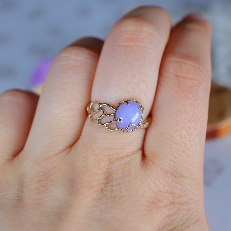 薰衣草翡翠戒指k10金 - 戒指 - 宝石 紫色