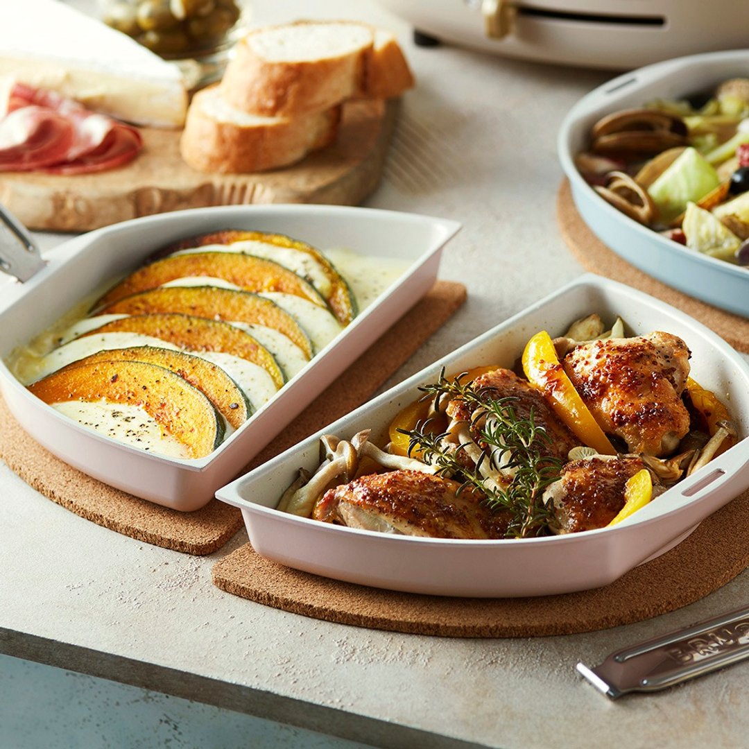 原厂配件 | 日本BRUNO 椭圆形分离式烤盘两入 (职) - 锅具/烤盘 - 铝合金 粉红色