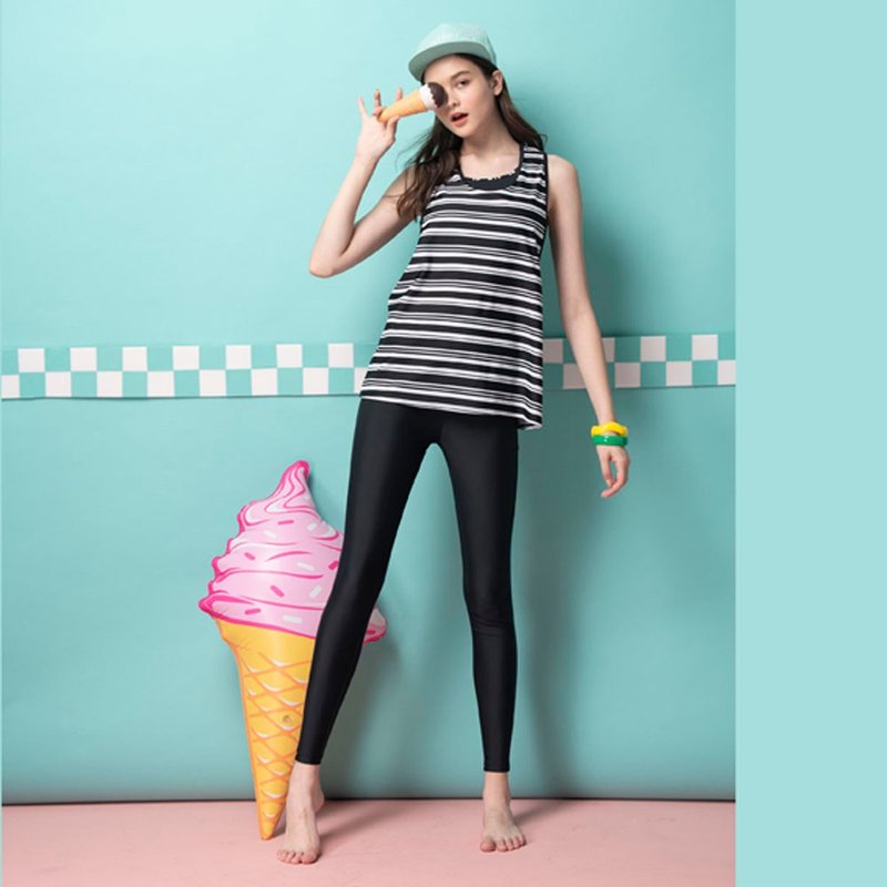 女人节新品 MIT 三件式泳装 设计款 - 女装泳衣/比基尼 - 尼龙 黑色