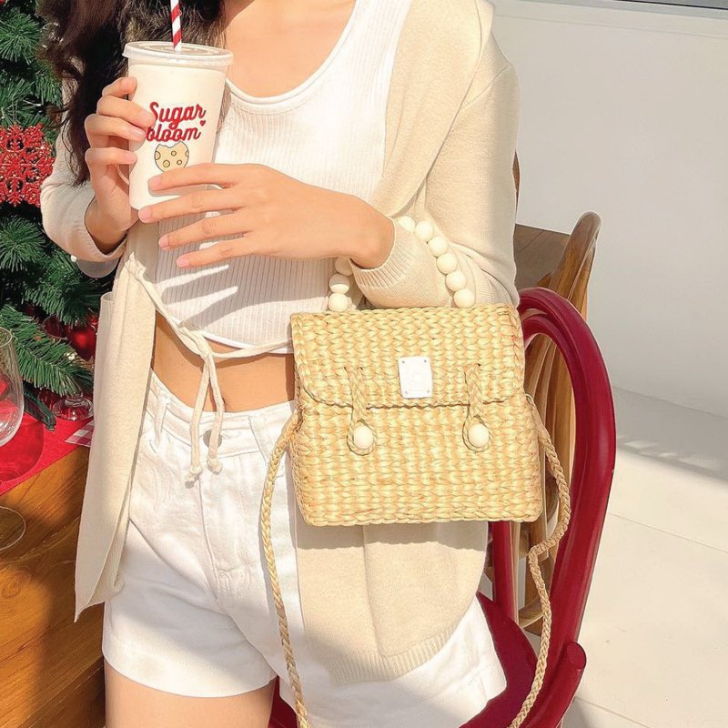 VANILLA SUNDAE 2 BUTTONS Edition (Handwoven Water Hyacinth) - 其他 - 植物．花 卡其色