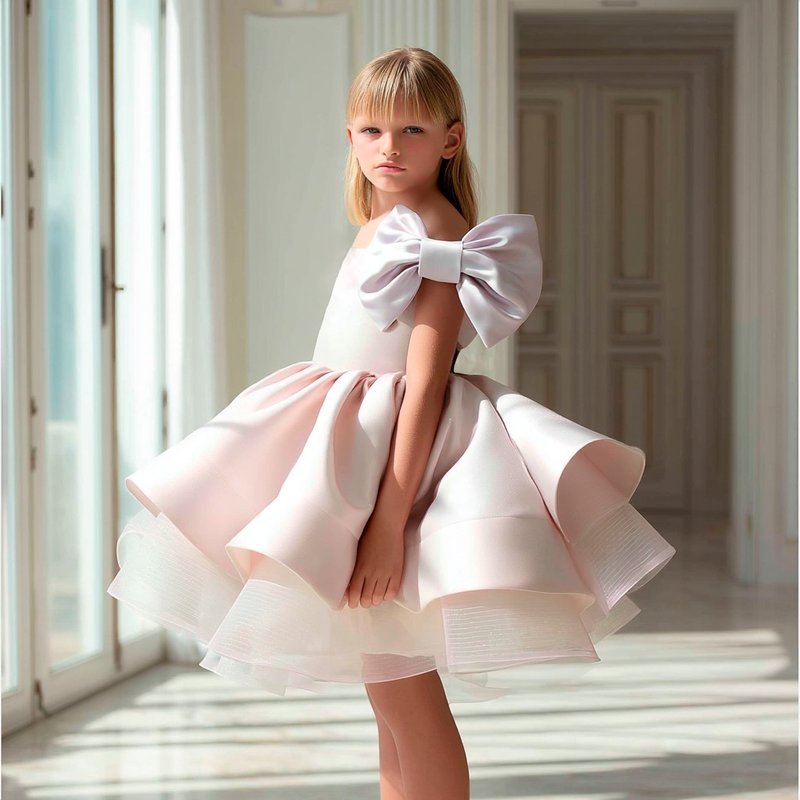 小公主的缎面连衣裙 精致而个性 - 童装礼服/连衣裙 - 其他材质 多色