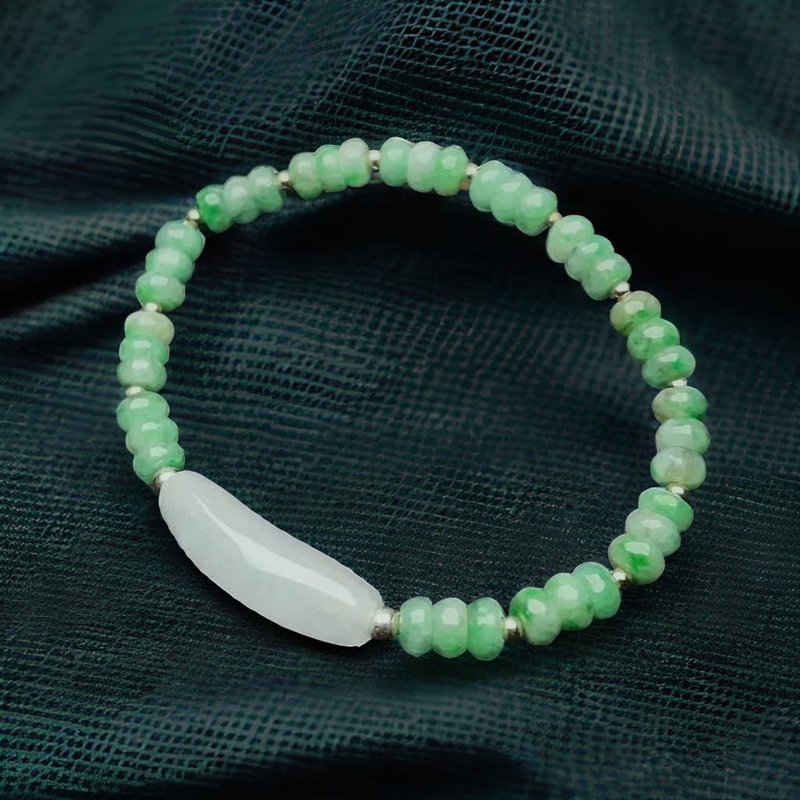 冰种翡翠随型冰绿串珠手链 | 天然缅甸玉翡翠A货 | 送礼 - 手链/手环 - 玉石 绿色