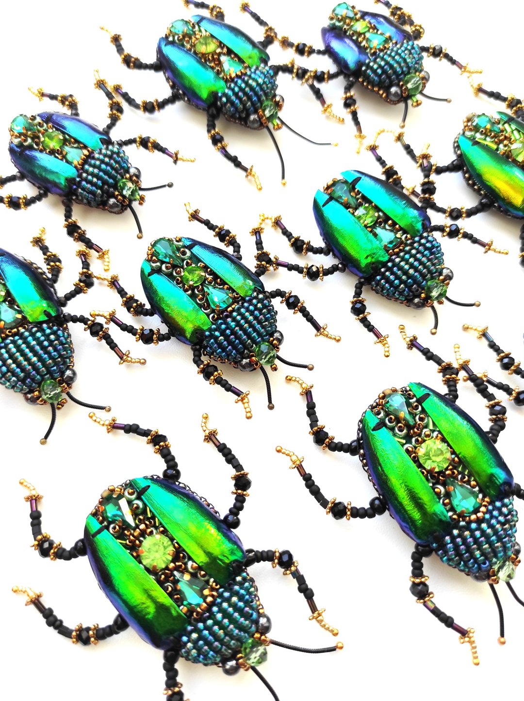 Insect Brooch, Insect Pin, Scarab Brooch, Dung Beetle Brooch, Bug Pin, Bug Jewel - 胸针 - 绣线 绿色