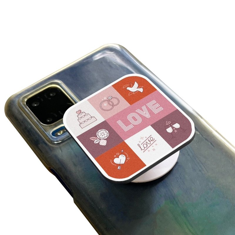 婚礼正方形气囊手机架 粉色LOVE款 客制化礼物 手机座 手机支架 - 手机座/防尘塞 - 塑料 粉红色