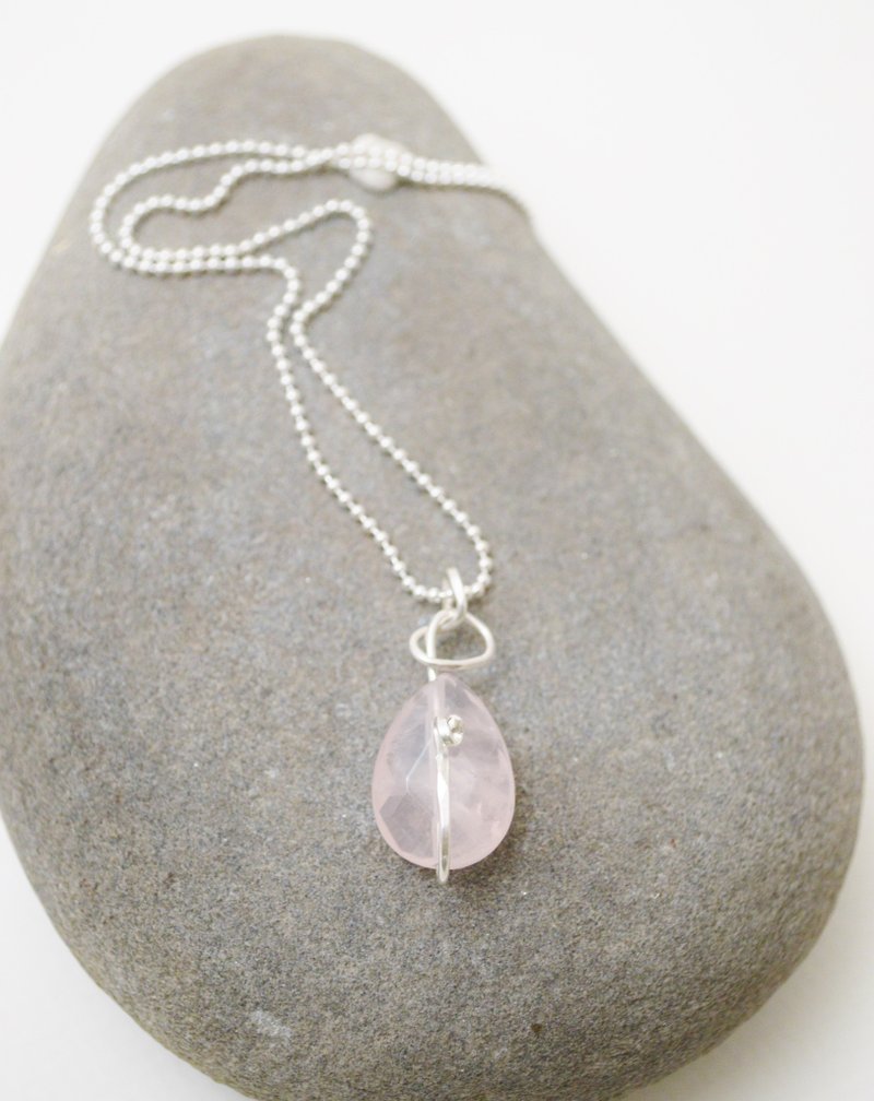 结绳记事系列-粉水晶·纯银项链 - 项链 - 纯银 粉红色