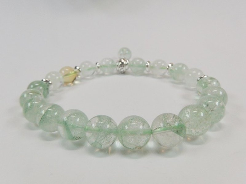 《仙。绿。奇缘》 - 全天然翠幽灵+白幽灵+黄水晶925纯银手錬 香港原创设计 - 手链/手环 - 宝石 绿色
