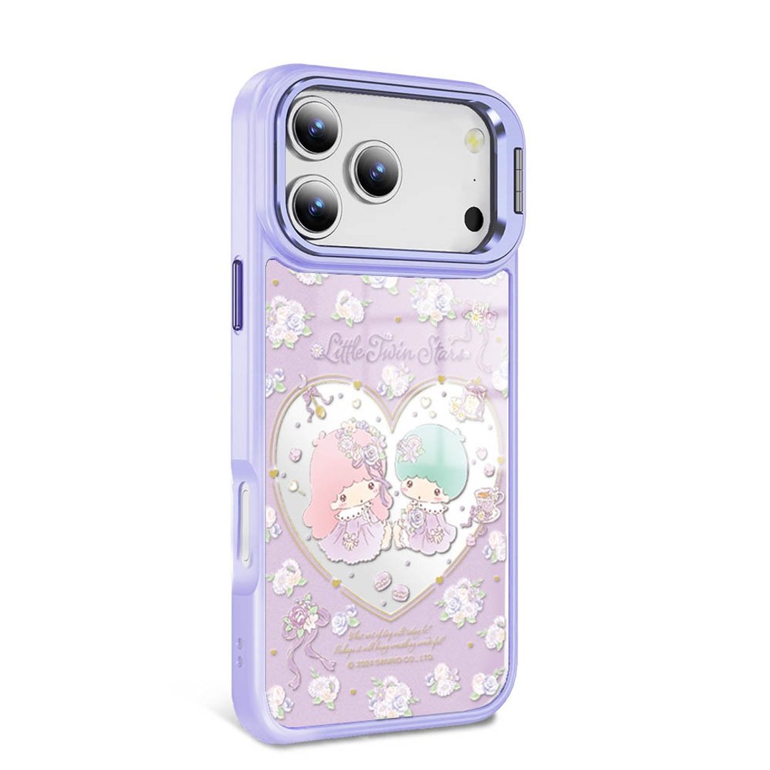 iPhone 全系列 防摔合金框隐形立架镜面磁吸壳 - 捧花双子星 - 紫框 - 手机壳/手机套 - 其他材质 多色