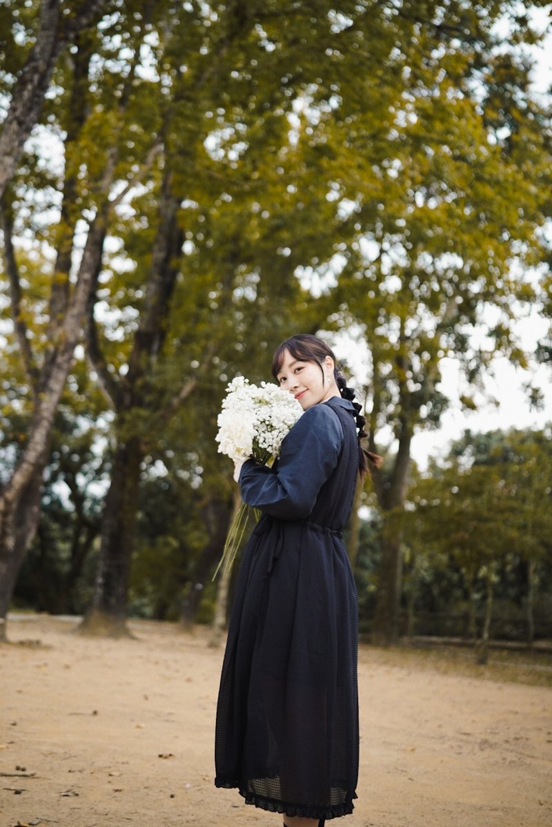 四季可穿的微透格纹背心裙 - 洋装/连衣裙 - 聚酯纤维 黑色