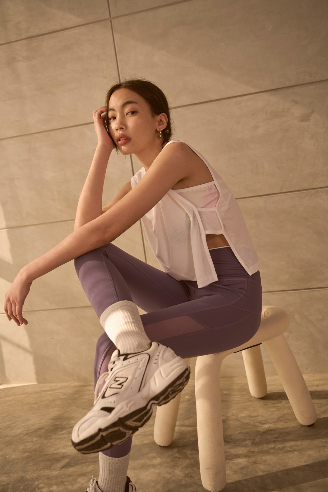 GLOW Tank Top - 女装运动衣 - 棉．麻 白色