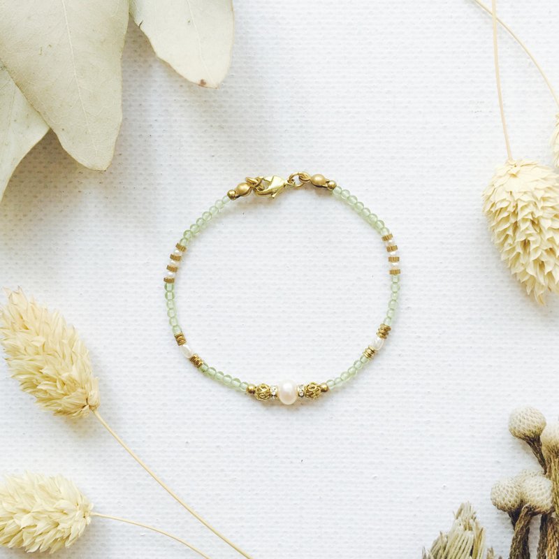 经典小米粒天然石手环系列-橄榄石 8月诞生石 - 手链/手环 - 宝石 绿色