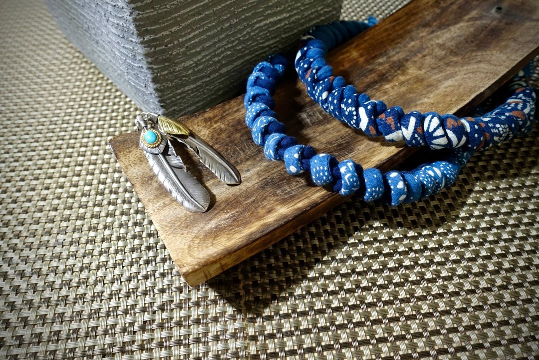 【狗狗颈圈】蓝染布 Indigo 手织颈圈 颈带 Collar│Vintage 风 - 项圈/牵绳 - 棉 蓝色