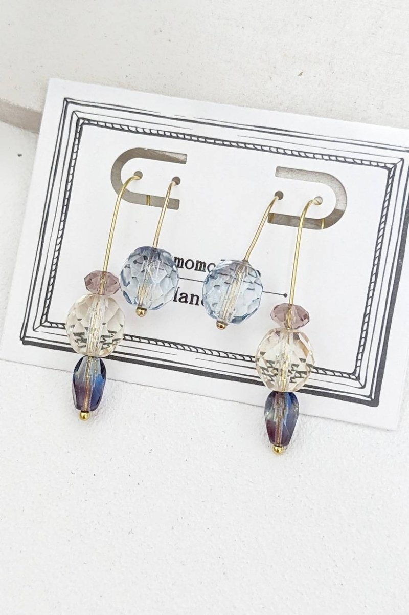 串珠 水晶 耳环 - 耳环/耳夹 - 水晶 多色