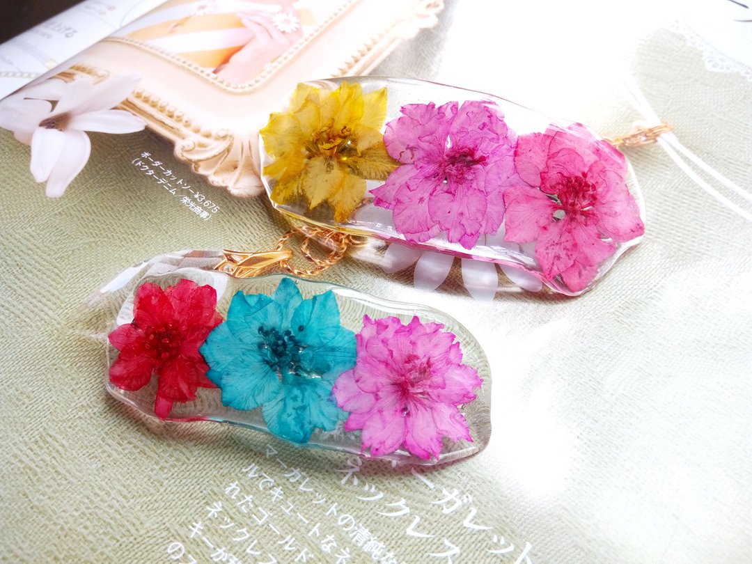 Annys workshop手作饰品, 押花发夹, 夏日千鸟花 - 发饰 - 树脂 多色