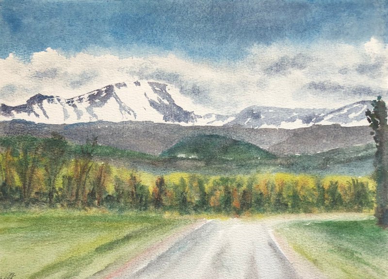 道路原创水彩画风景墙艺术 - 墙贴/壁贴 - 纸 多色