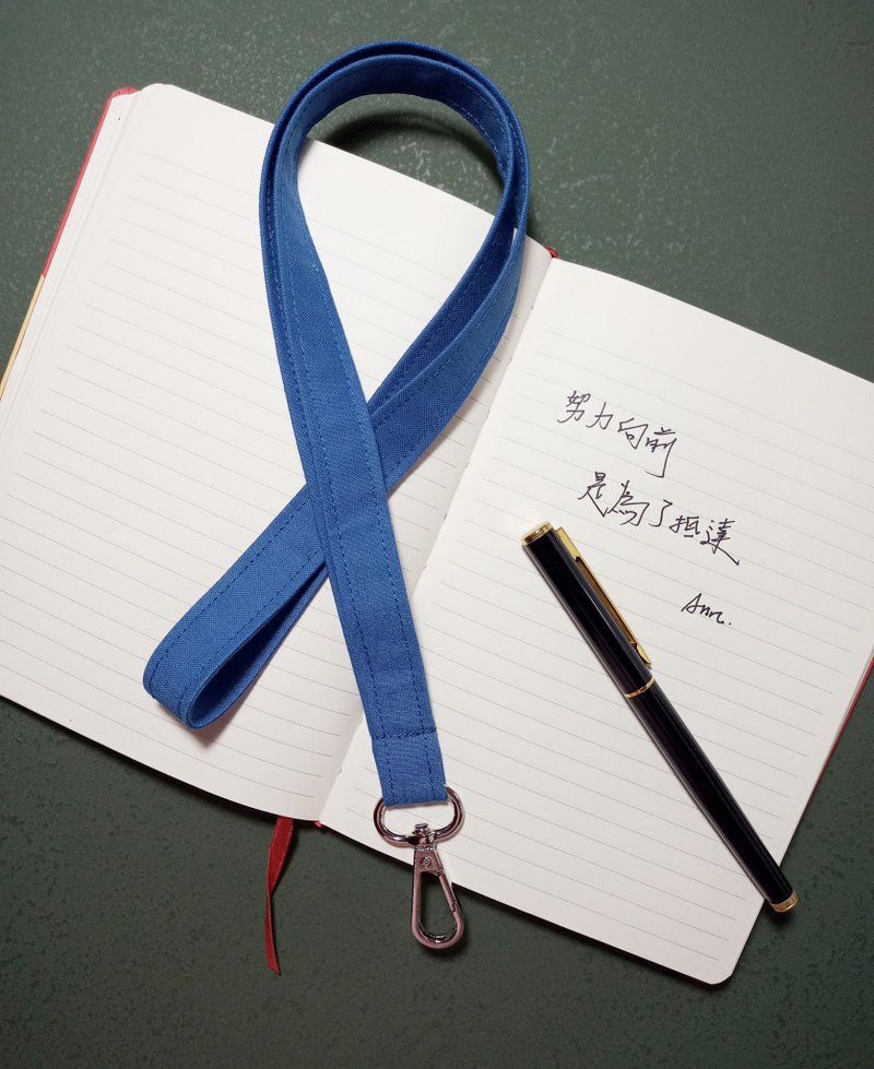 职场必备-宽版有机棉-识别证颈挂绳/手机挂绳/证件带-波斯蓝 - 挂绳/吊绳 - 棉．麻 多色
