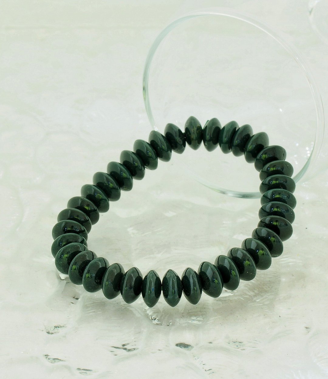 阿拉善纯蓝绿碟型玛瑙 10.5x5.3mm 手链 - 手链/手环 - 宝石 